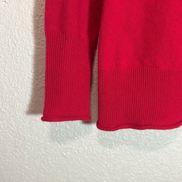 Aqua Men's 100% Cashmere Vibrant Red Crewneck Sweater Medium - Picture 3 of 4
